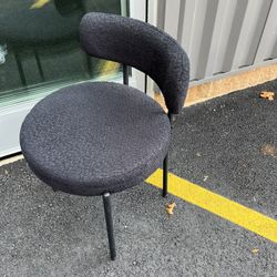 Set of 4 Modern Curved Accent Chairs – Charcoal Fabric & Metal Legs