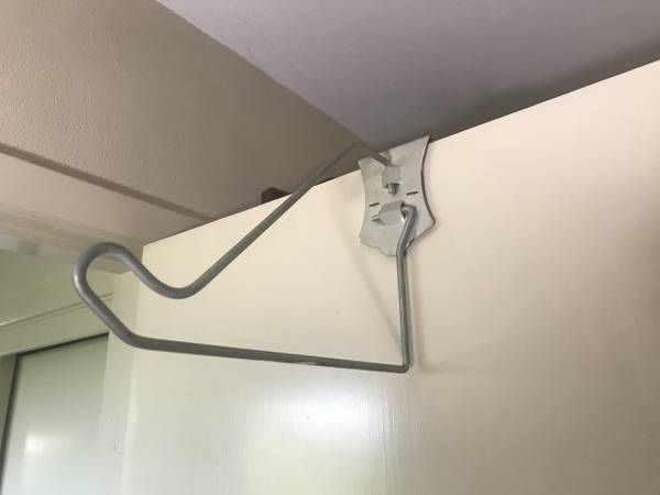 Heavy Duty Mid Century Metal Over Door Clothes Hanging Bar Rack
