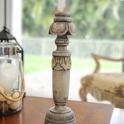 Wooden Pillar Candlestick