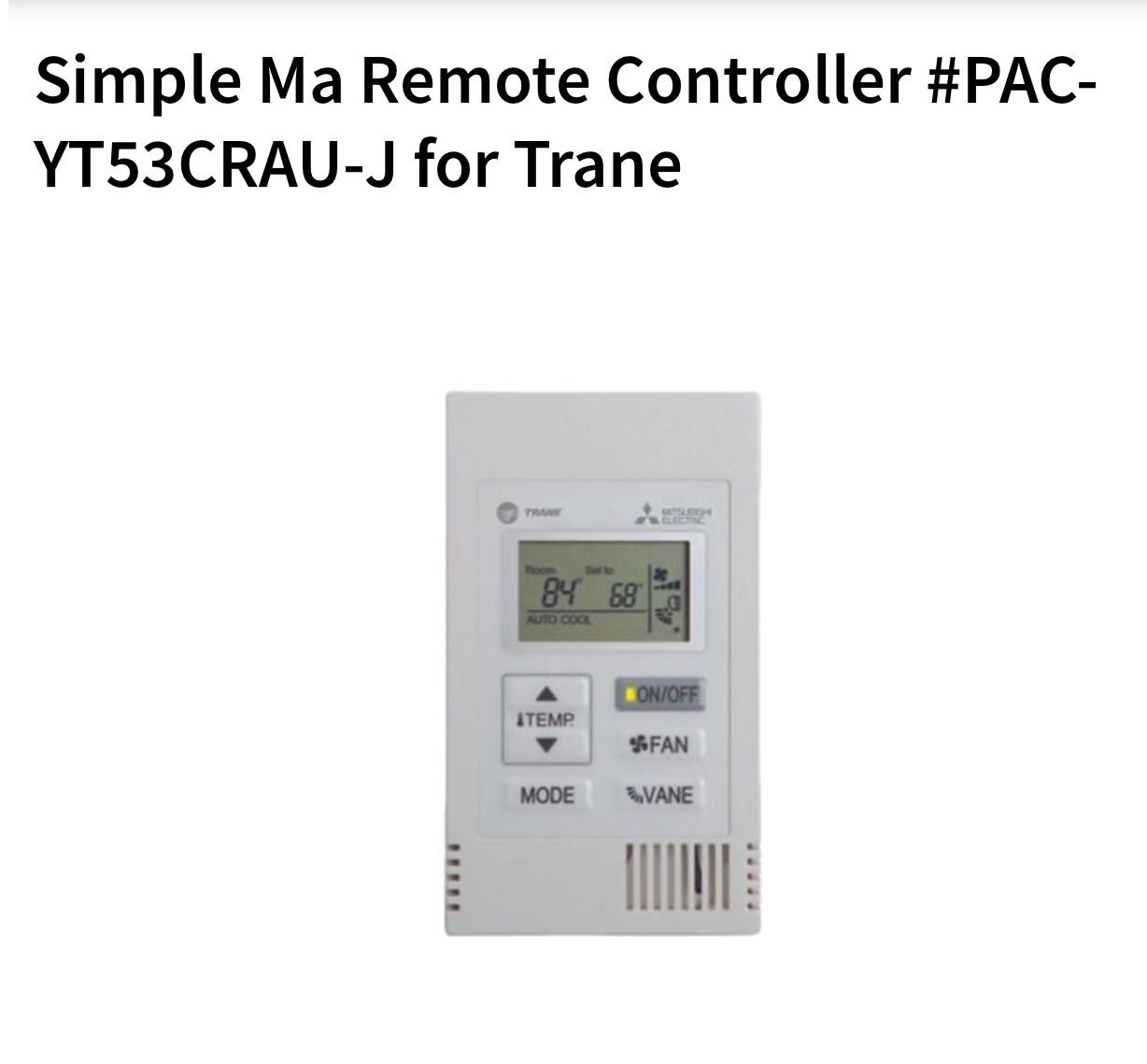Trane/ Mitsubishi thermostat