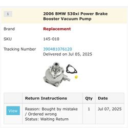 530i 2006 Power Break Vaccum Pump 