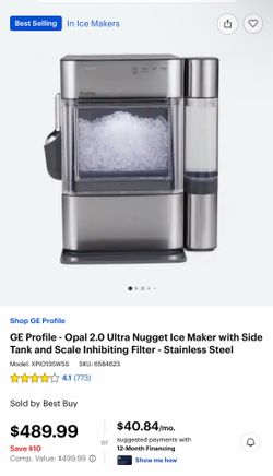 GE Profile - Opal 2.0 Ultra Nugget Ice Maker with Side Tank and Scale Inhibiting Filter - Stainless Steel