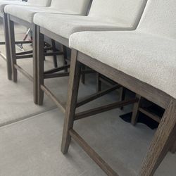 4 Bar Stools Dark Brown Light Cream Seating 