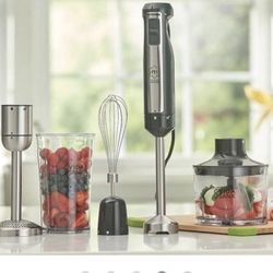 Vida Sana 4-in-1 Immersion Handheld Blender Black Stainless Steel w/ Attachments (Open Box/ Not In Original Packing)