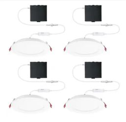 Commercial Electric 4-Pack 6 in. Pro Value Series Integrated LED Adjustable CCT Canless Recessed Light for Kitchen Bath Living Rooms, White=Z8-790