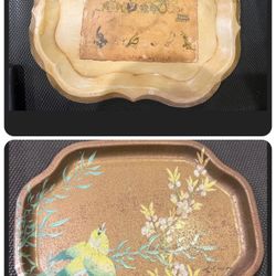 Lot of 2 vintage metal trays - they are about 7”x7”  