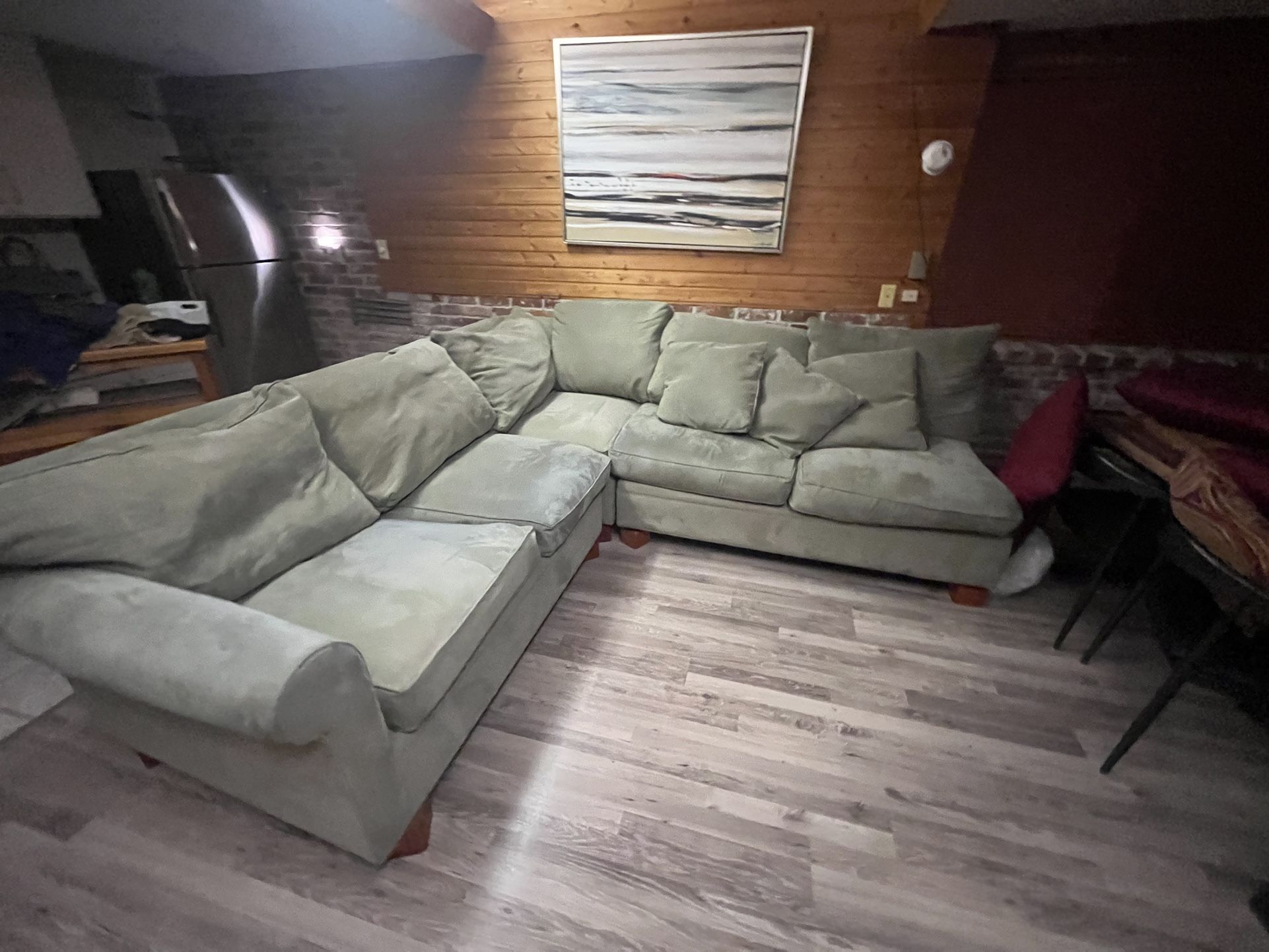 Macy’s  Sectional  Three Piece   minty green Couch