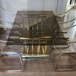 MCM Mid Century Modern Dining Table With 4 Cantilever Chairs - Vintage Art Deco