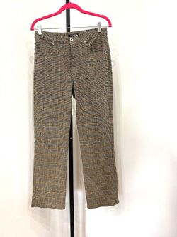 Karen Kane Size 8 Women's Plaid Straight Leg Pants Brown