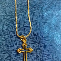 Gold Tone Cross Necklace