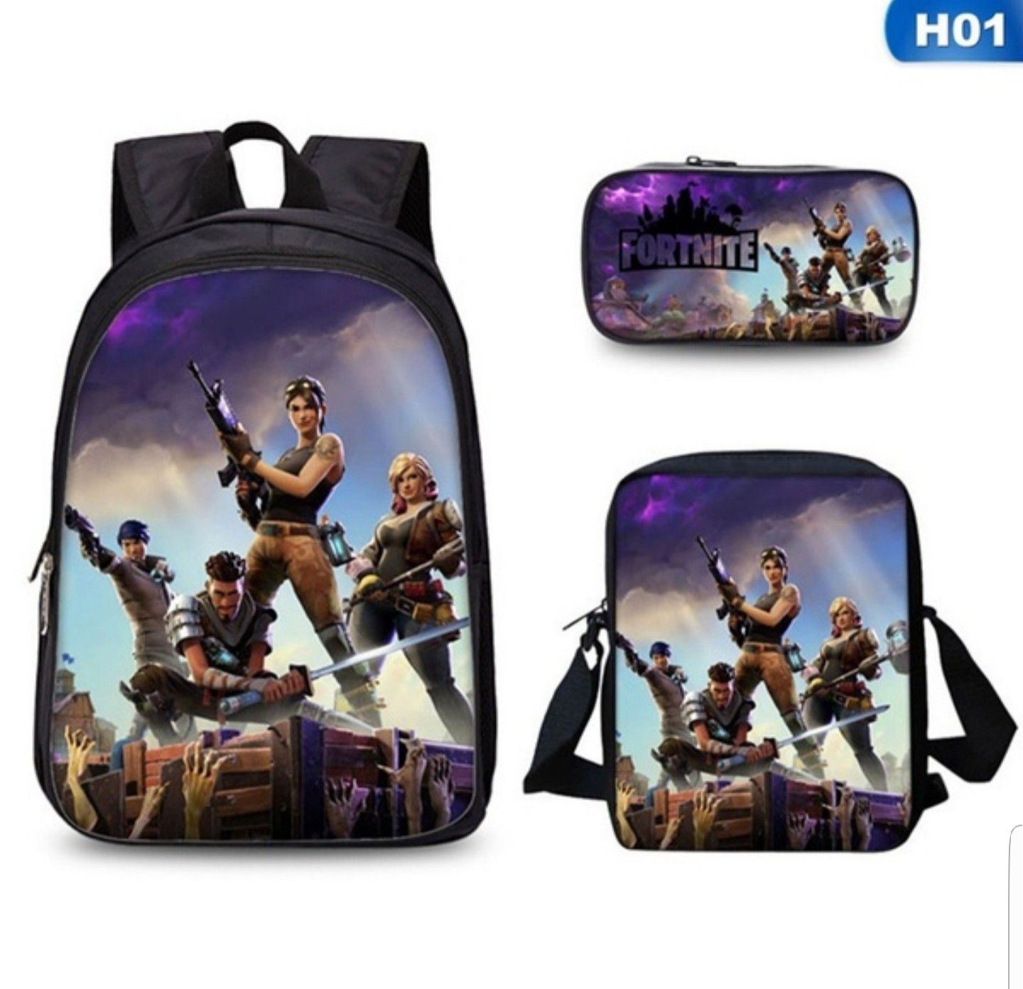 3Pcs/Set Fortnite Battle Royale School Backpack, Lunch Bag, Pencil Case SEE DESCRIPTION FOR DETAILS