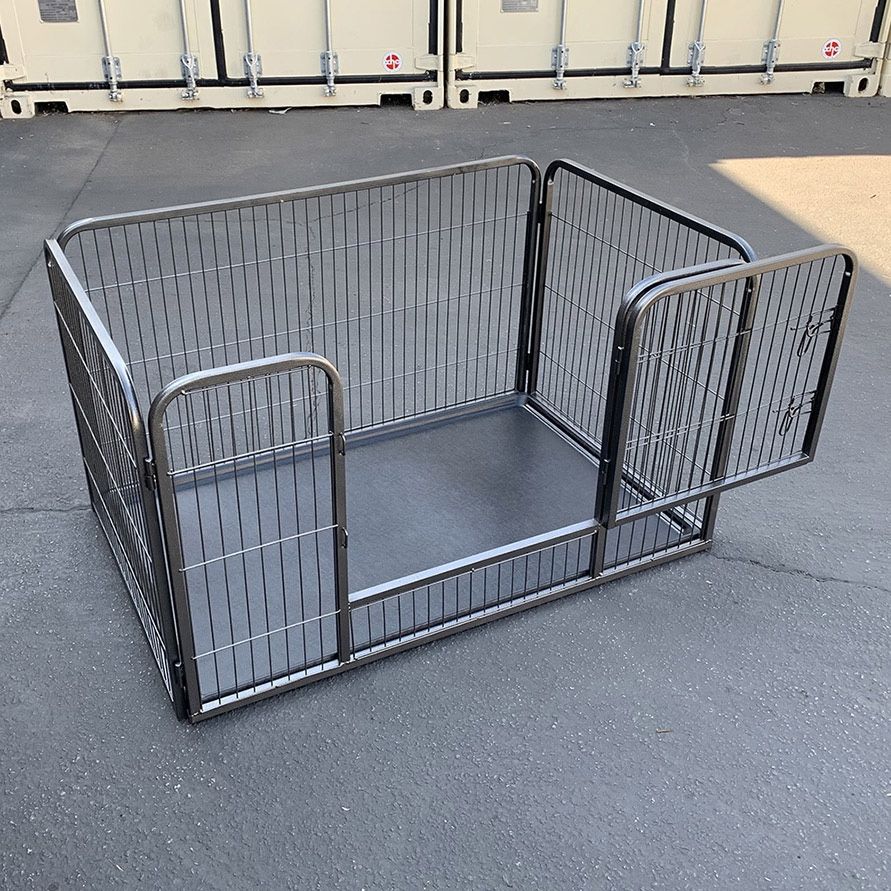 (Brand New) $95 Heavy-Duty Dog Pet Playpen with Plastic Tray Indoor Outdoor Cage Kennel 4-Panel, 49x32x28” 