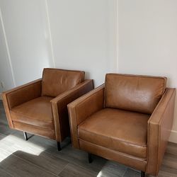 West Elm Axel Leather Chairs