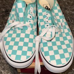 Teal Checked Vans