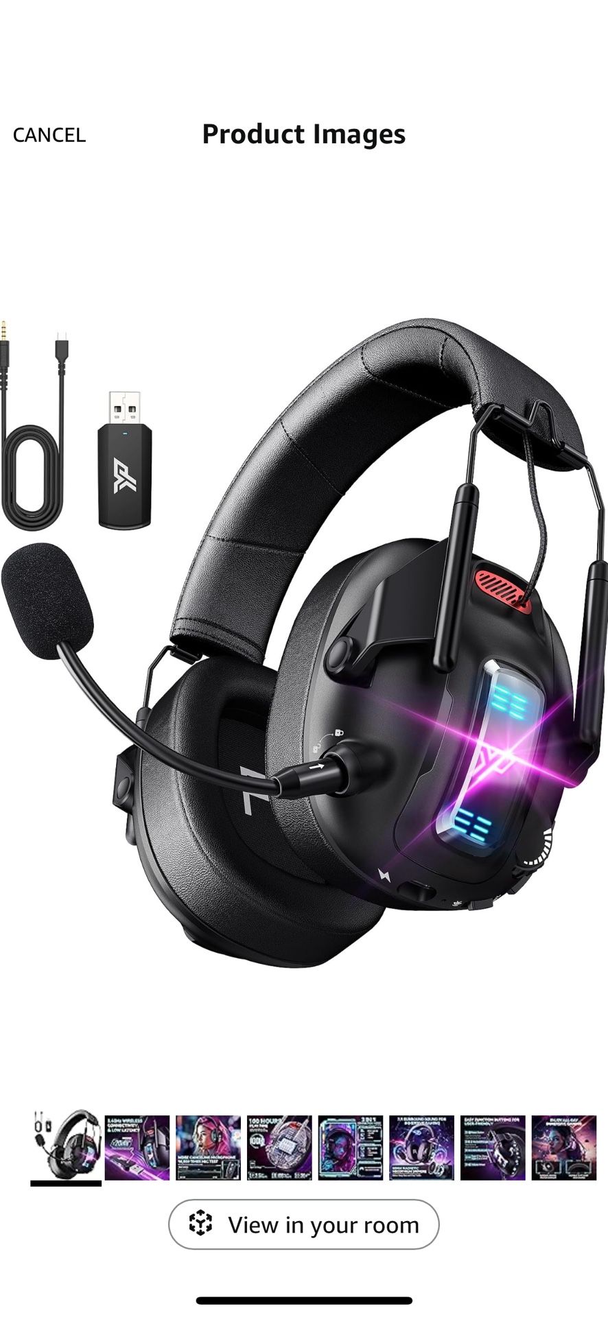 YPBDAN Wireless Gaming Headset for PS5, PS4, PC, USB Over Ear Gaming Headphones with Noise Canceling Mic, Bluetooth 5.3, 100H Battery, Low Latency, Fo