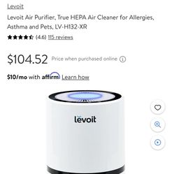 Levoit Air Purifier, True HEPA Air Cleaner for Allergies, Asthma and Pets, LV-H132