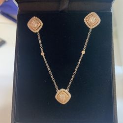 14 K Rose & White Gold Natural Diamonds Pendant 0.50 Ct 