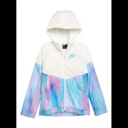 Nike Sportswear Girls' Sherpa Unicorn Windrunner Hooded Jacket White Large