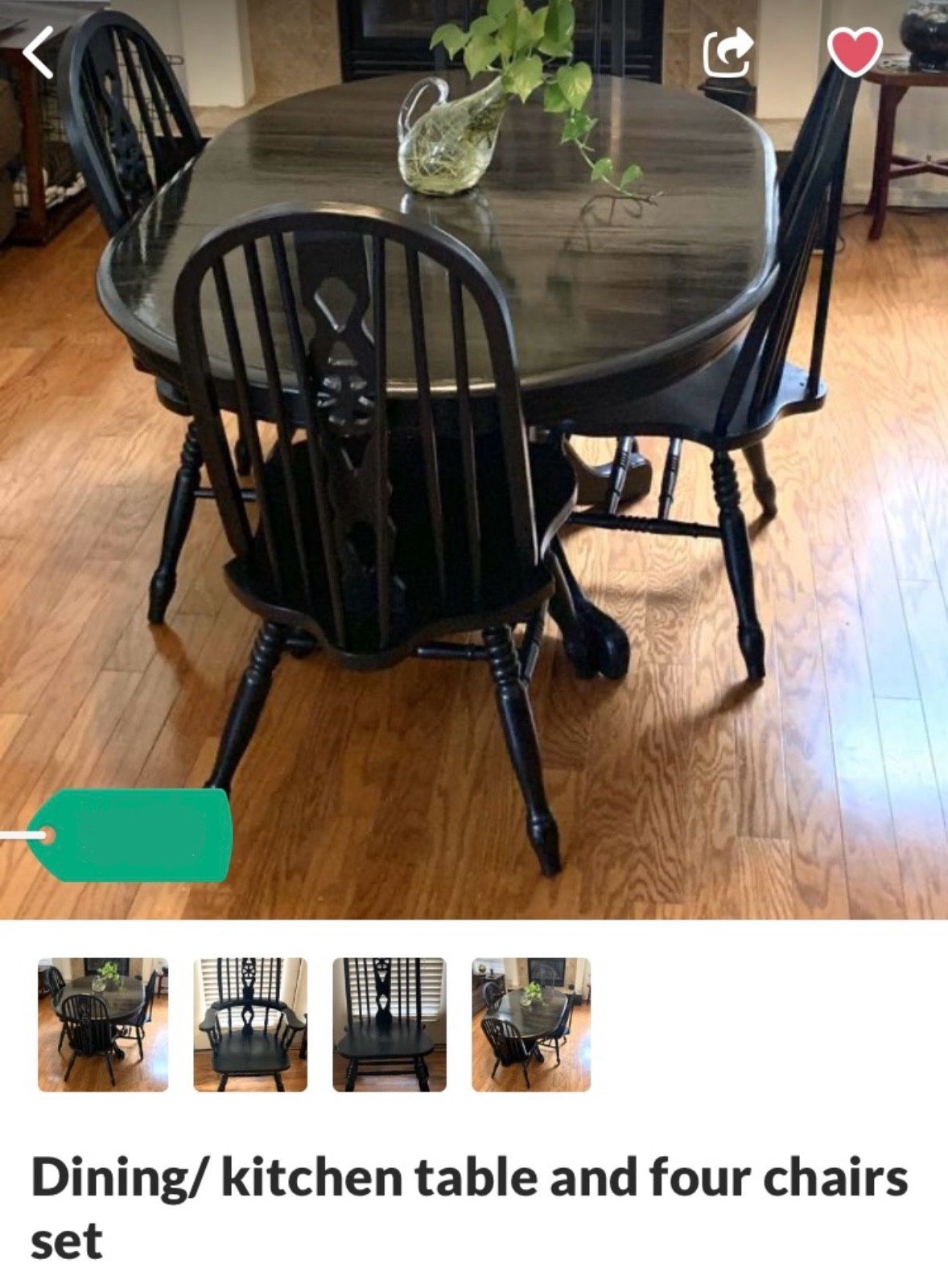 Oak Dining Table Set Antique Vintage