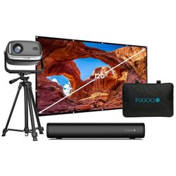 Fugoo Outdoor Projector & Soundbar Bundle with Tripod & 120" Foldable Screen $99.99