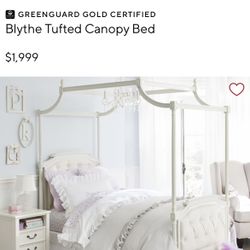 Pottery barn Blythe Tufted Canopy Bed, Dresser , Nightstand And Desk 