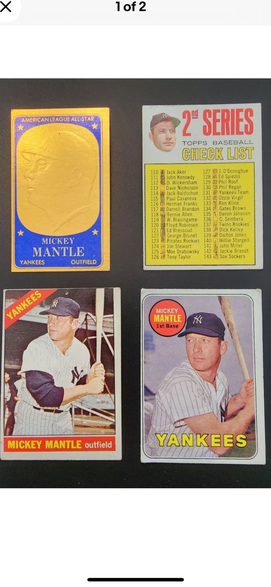 Mickey Mantle Baseball Cards (4)