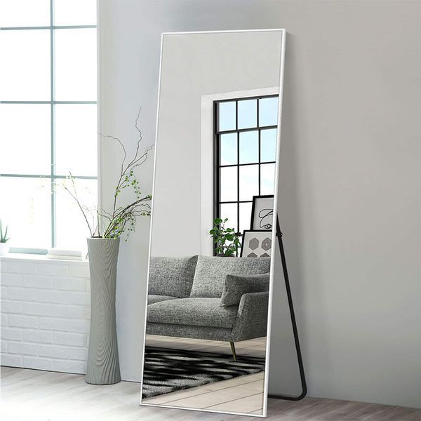 65”x22” White Full Length Mirror With Back Stand