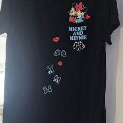Disney Mickey And Minnie Mouse Black T Shirt 