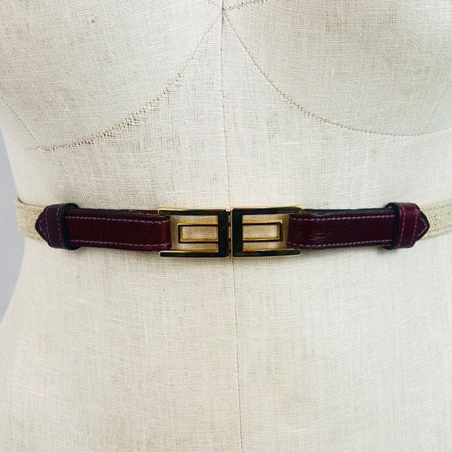 Vintage Leather And Canvas Skinny Belt 