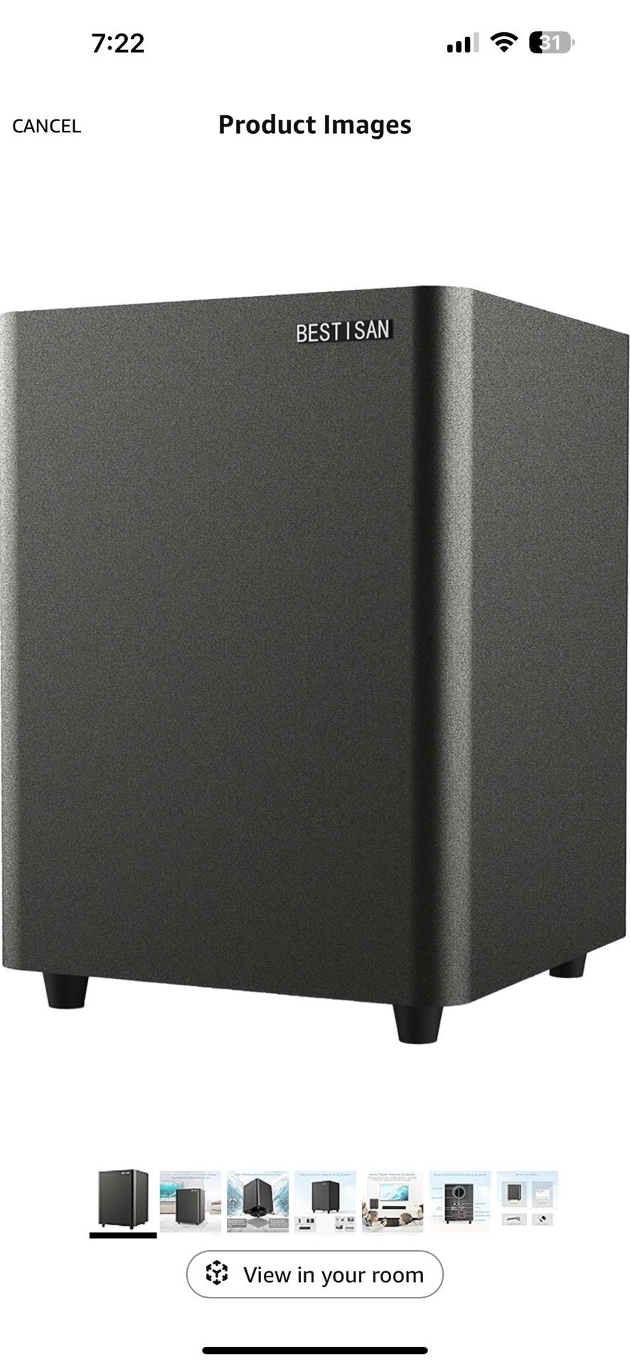 BESTISAN Powered Subwoofer, Deep Bass Sub, Down Firing Subs, Easy Setup with Home Theater System, Receiver, Speakers, Coaxial Cable Included, RCA, LFE
