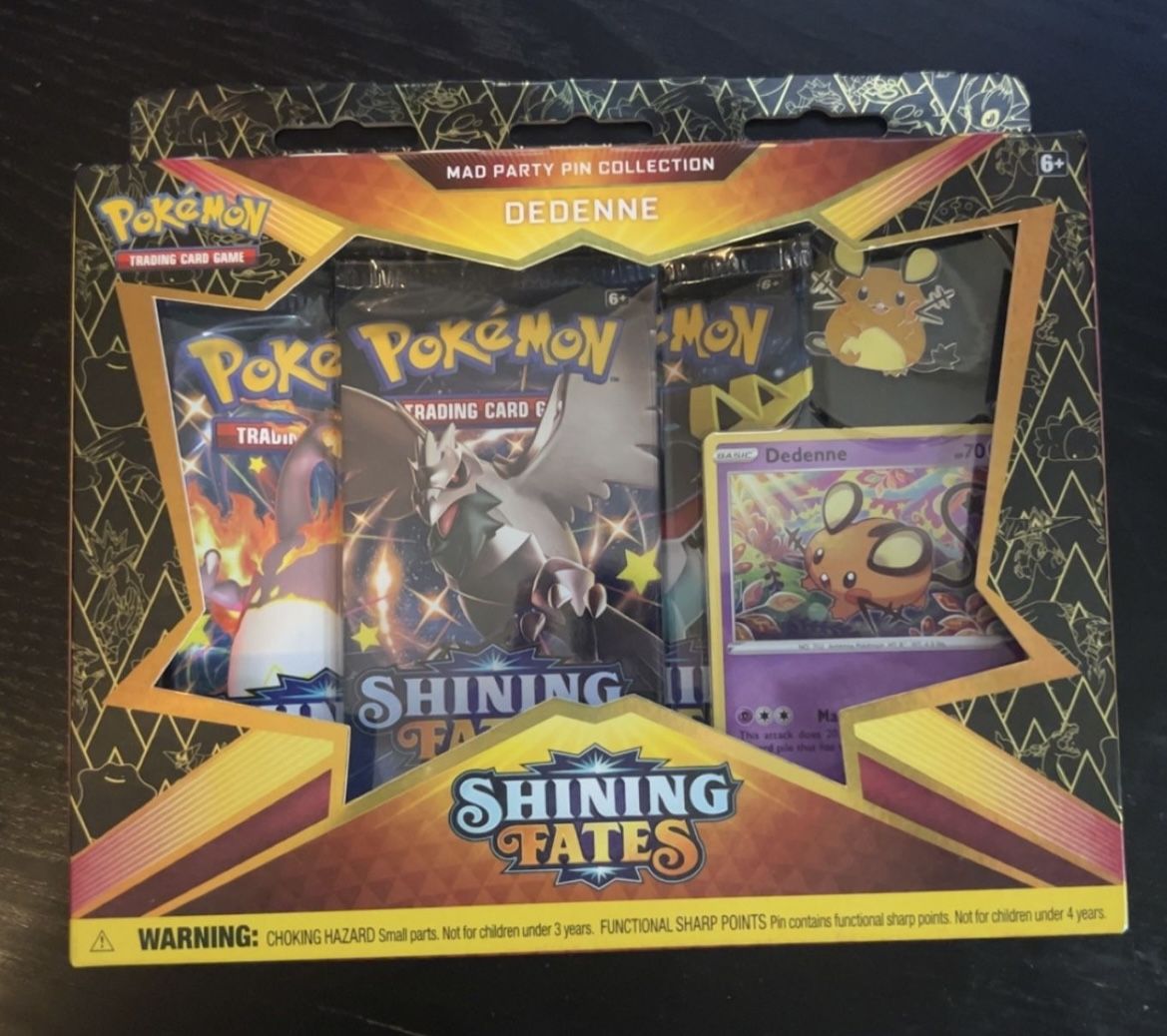 Pokemon Shining Fates Mad Party Pin Collection Box Sealed New Dedenne