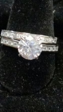 .925 sterling silver genuine two-piece wedding Solitaire set