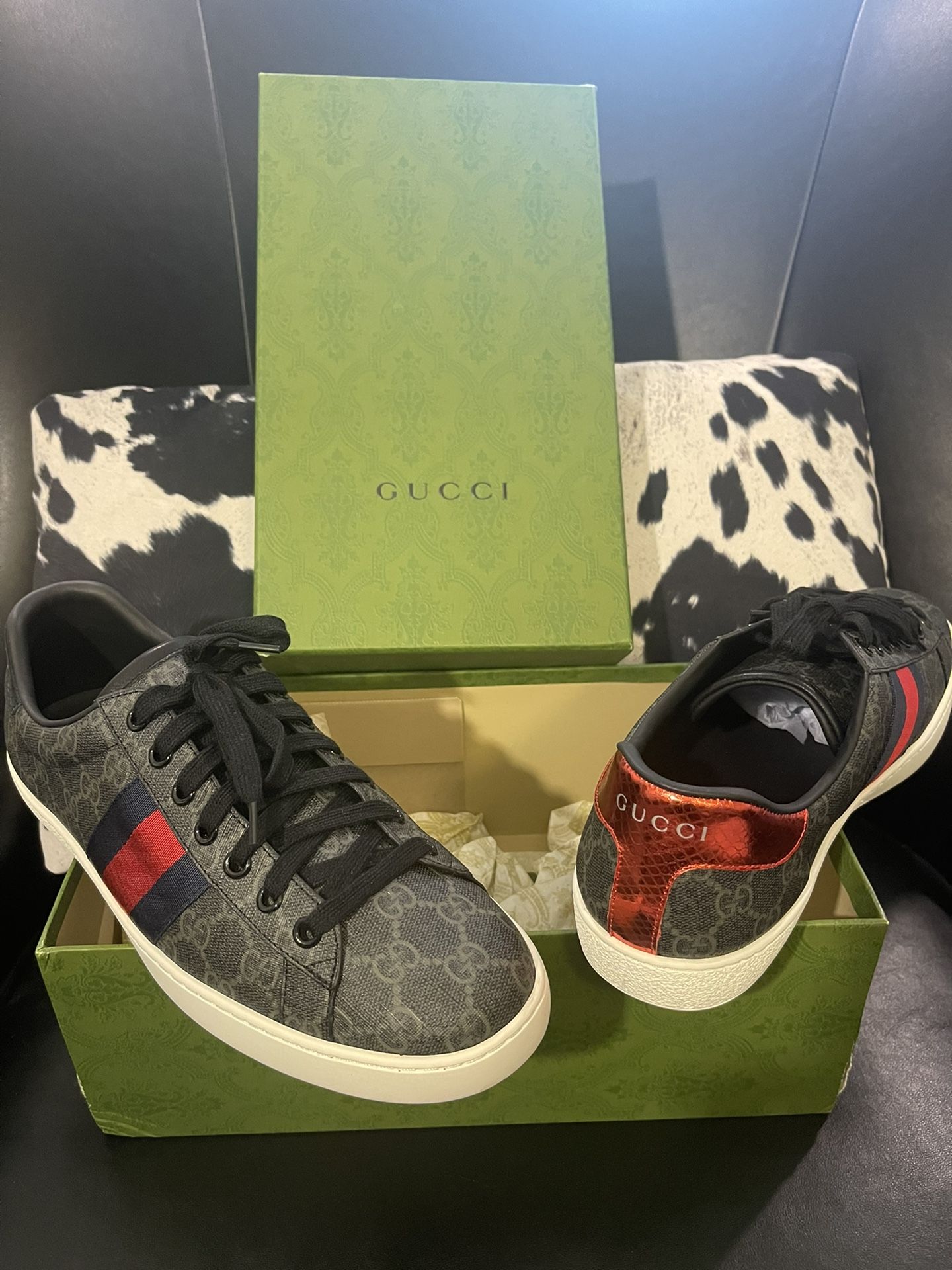Gucci Black Canvas Ace GG Supreme Black Low Top-Price Is Firm