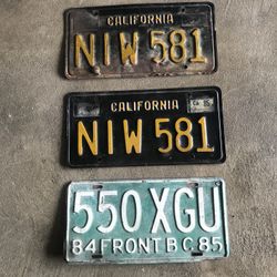 Vintage California license Plate