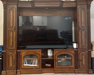 Solid wood entertainment center