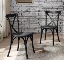 Black Outdoor Modern Resin Dining Chairs (2-Piece)