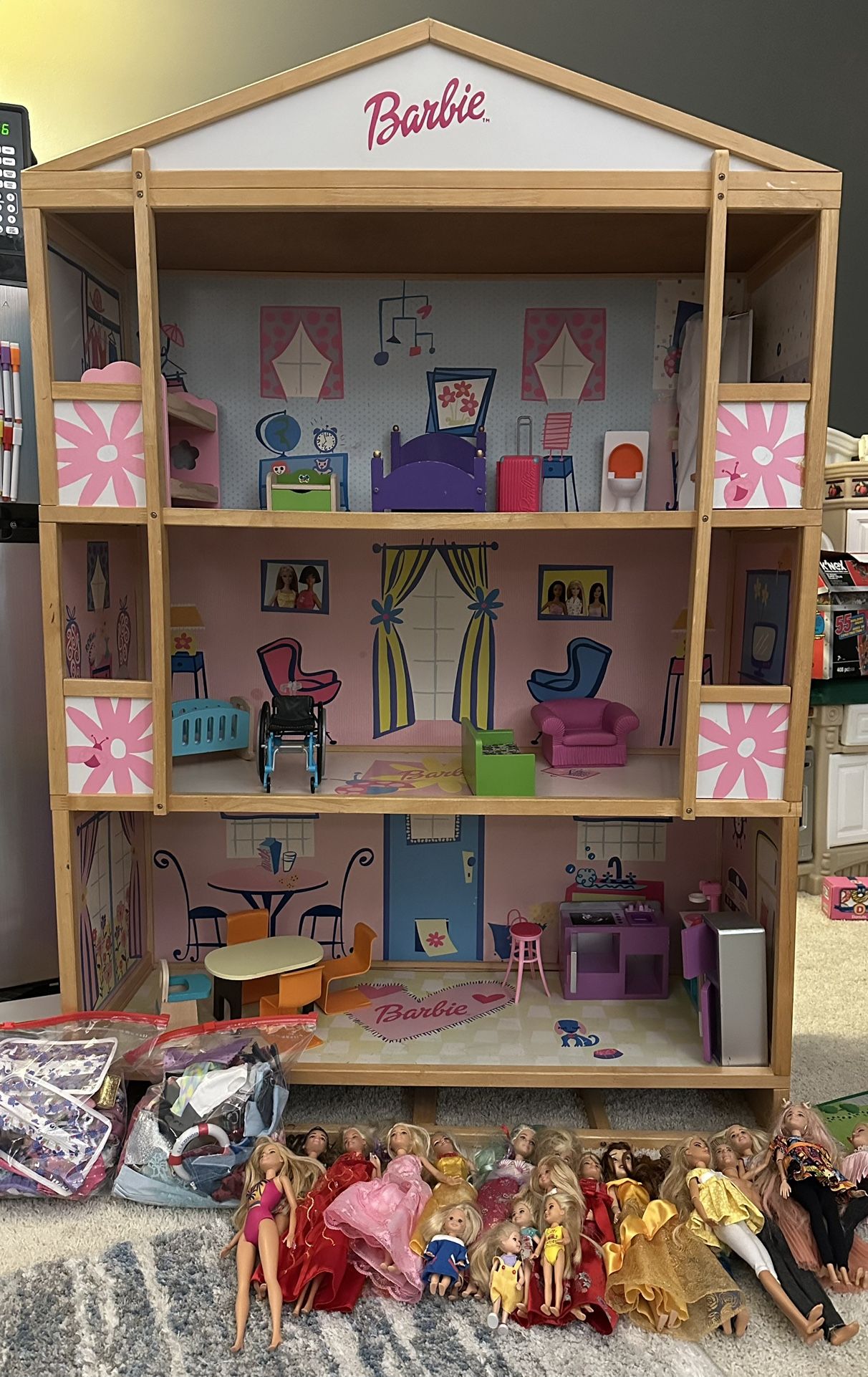 Huge Barbie Townhouse plus Barbies, Clothes, Furniture & Accessories