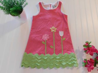 Hartstrings Girl size 5 Pink Textured Spring Flower Embroidered Easter Shift Dress