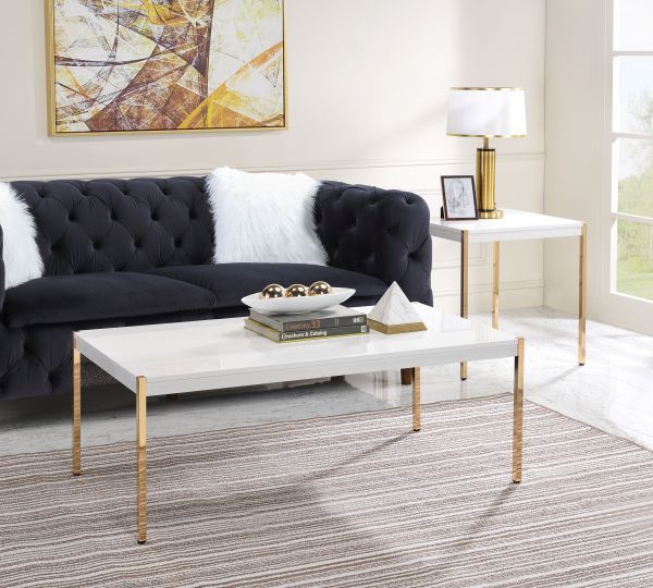3 PC Otrac Coffee Table Set White & Gold