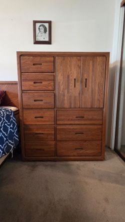 Oak Dresser/Chest & Night Stand
