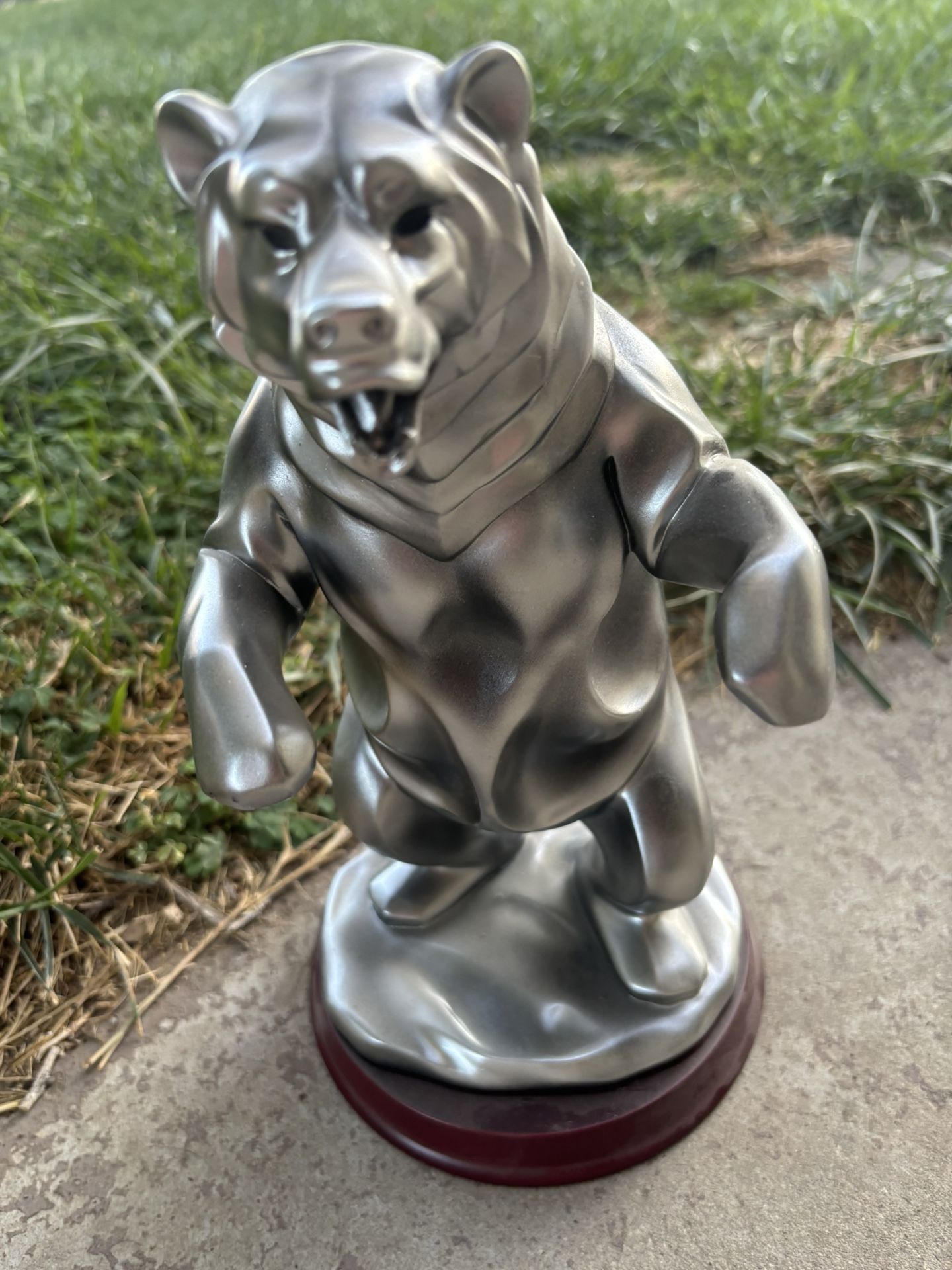 11” Silver Grizzly Bear Sculpture