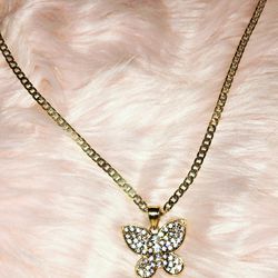 Gold plated butterfly necklace set