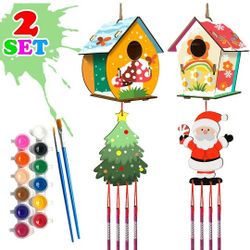 Arts and Crafts for Kids, DIY Bird House Kit Kids Crafts, Art Supplies for Girls Boys Ages 3-5 4-6 6-8 9-12, Wind Chime Kits for Children to Build and