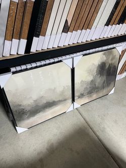 Set of 2 Framed Landscape Canvas Wall Art