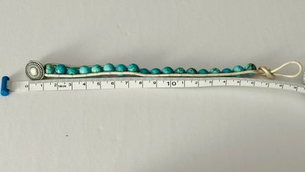 Very Cute Dainty Turquoise Tan Leather Wrap Bracelet
