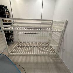 ALL WHITE TWIN SIZE BUNK BED FRAME FOR SALE 