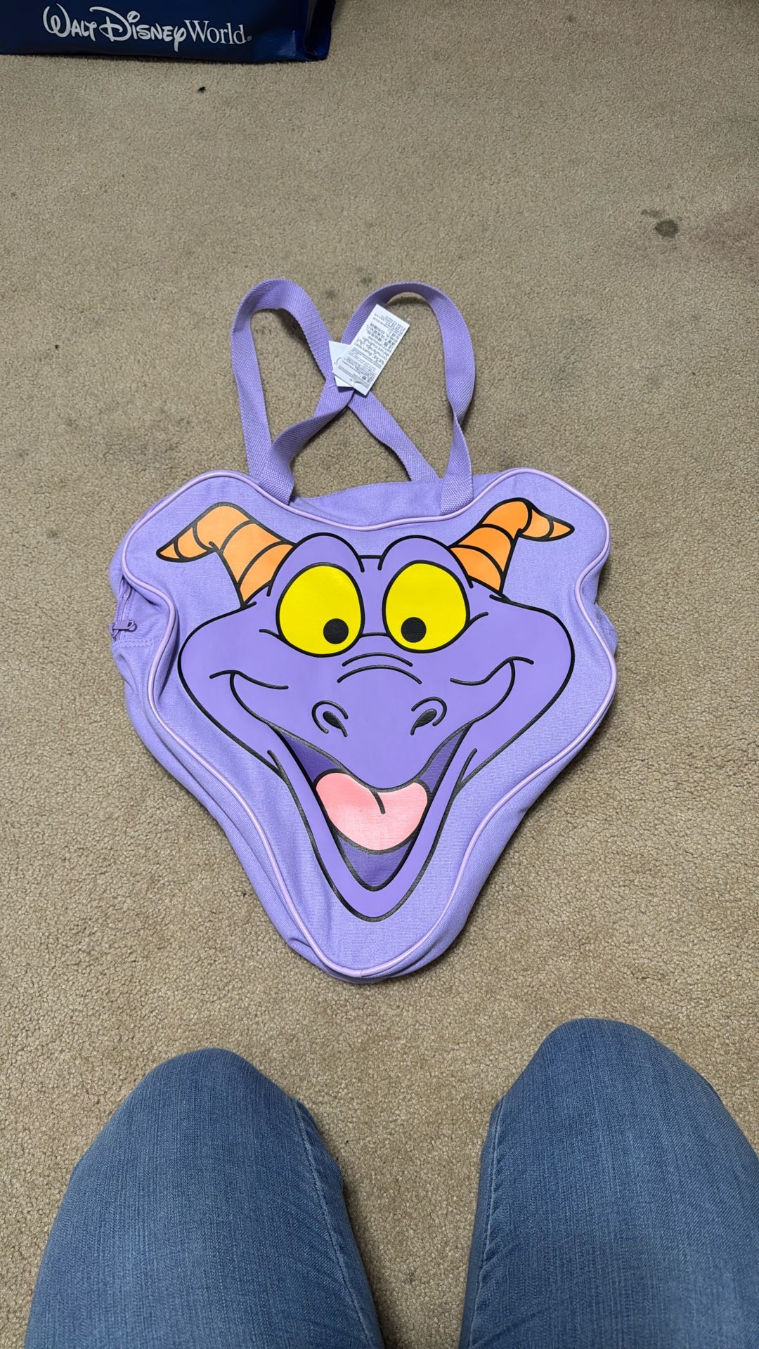 NWT Disney Parks Walt Disney World Figment Head Retro Canvas Large Tote Bag