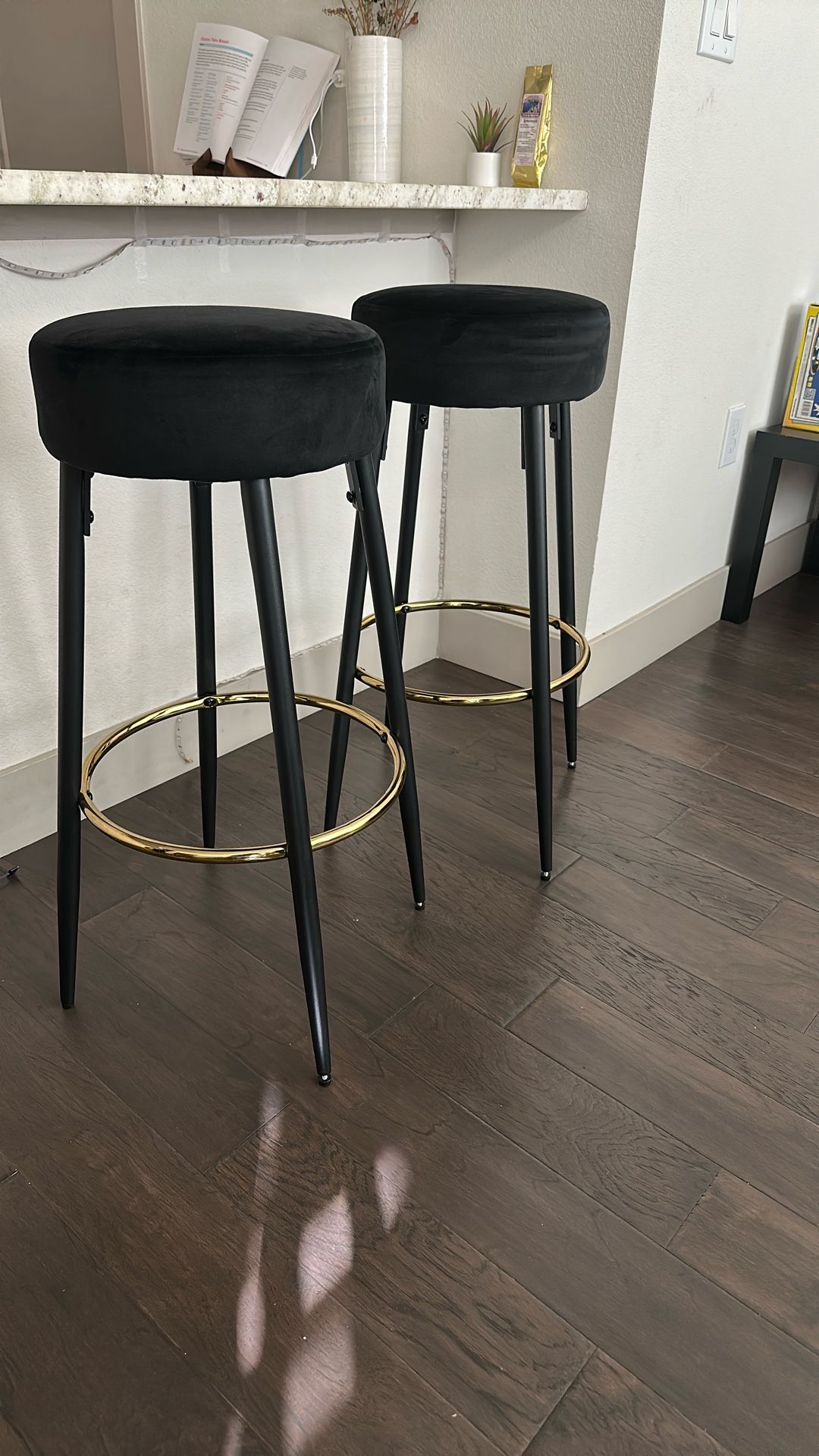 2 Black Bar Stools 