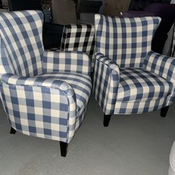 Wingedback Checkered Armchairs