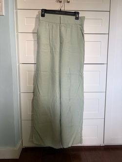 Woman's Zara Wide-Leg High-Waist Pants in Sage Green